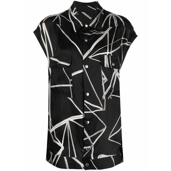 リックオウエンス レディース シャツ トップス Graphic-print overshirt Black|asty