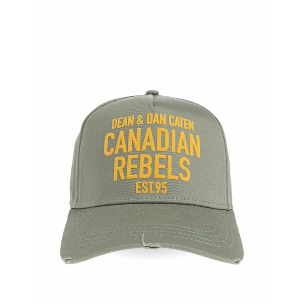 ディースクエアード メンズ かぶり笠 付属品 Distressed graphic baseball cap Green