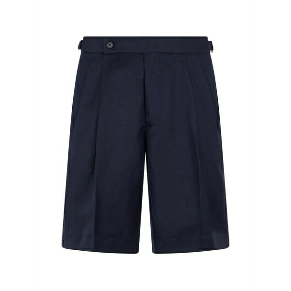 スローウエア メンズ カジュアルパンツ ボトムス Button pleated shorts Blue｜asty