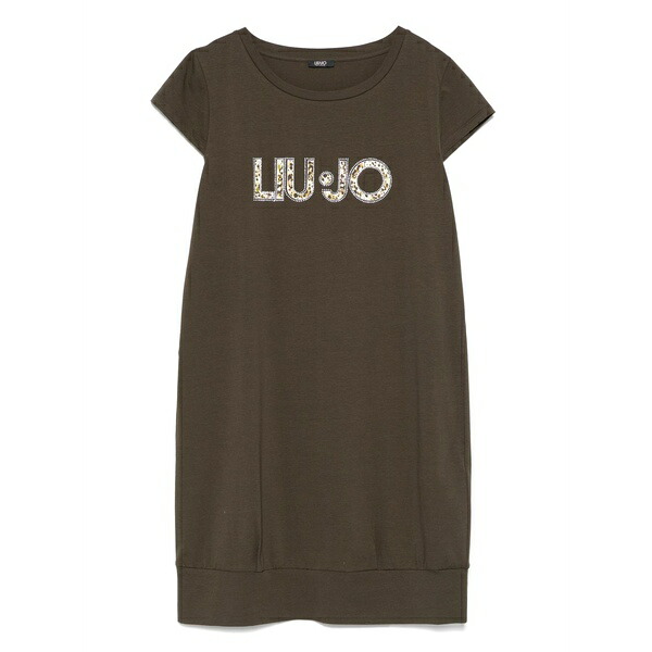リュージョー レディース ワンピース トップス Logo-embellished mini dress Green｜asty