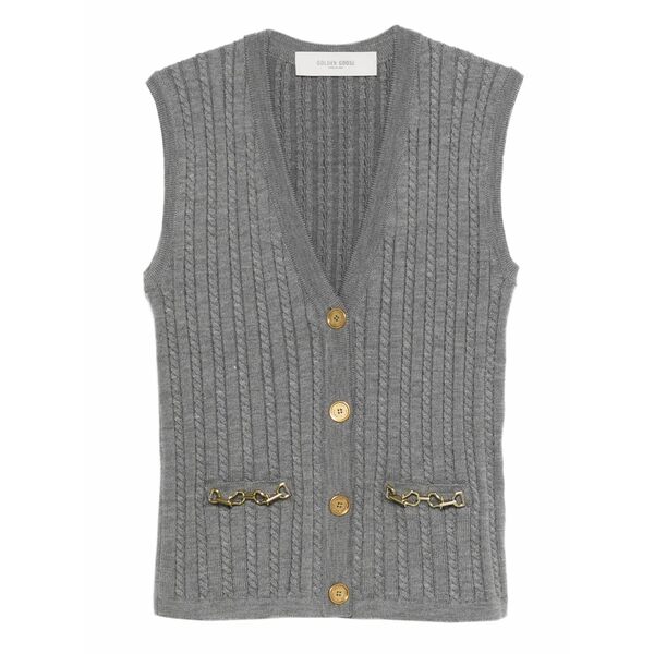 ゴールデングース レディース 上衣＆上衣 アウター Cable-knit chain-detail vest Grey