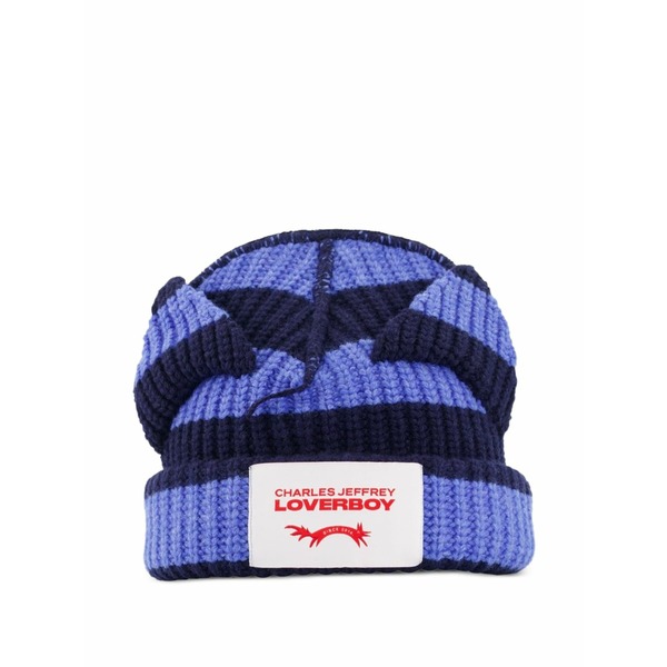 チャールズ・ジェフリー メンズ 帽子 アクセサリー Chunky ears beanie hat Blue