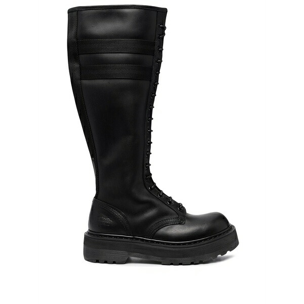 プレミアータ レディース ブーツ シューズ Striped knee-high boots Black|asty