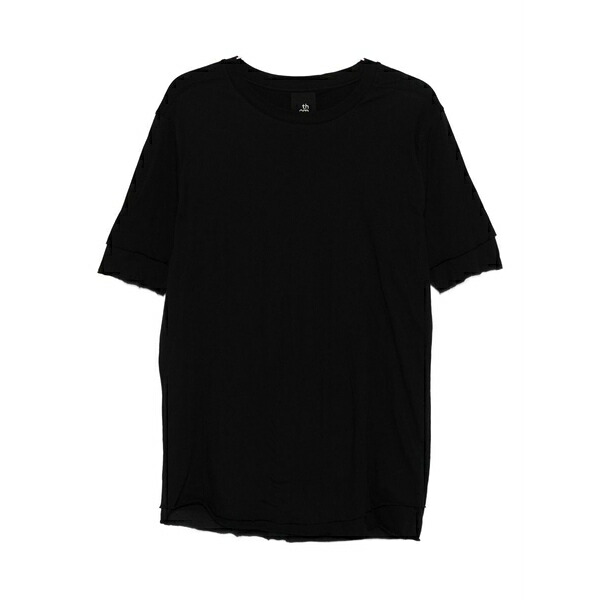 トム・クロム メンズ Tシャツ トップス Raw-edge crew-neck t-shirt Black｜asty