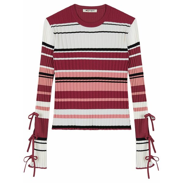 ポーツ 1961 レディース 編み物\u0026スウェーター アウター Striped top  Red