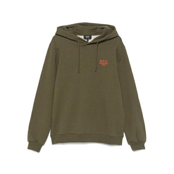 アーペーセー メンズ パーカー・スウェットシャツ アウター Logo-print hoodie Green|asty
