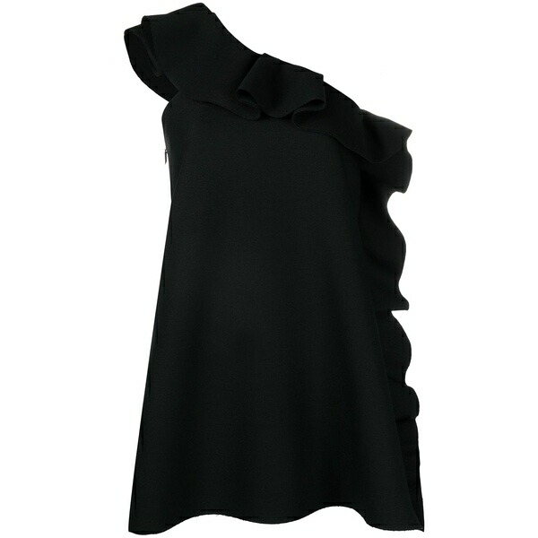 エムエスジイエム レディース ワンピース トップス Ruffle-trim asymmetric minidress Black｜asty 50,880円