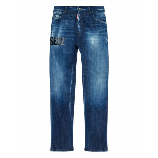 ディースクエアード メンズ デニムパンツ ボトムス Distressed logo jeans Blue｜asty