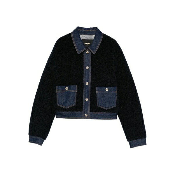 マージュ レディース ジャケット＆ブルゾン アウター Denim-trim shearling jacket Blue｜asty