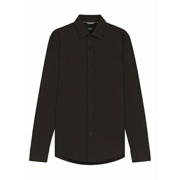 ボス メンズ シャツ トップス Long-sleeve button-fastening shirt Brown