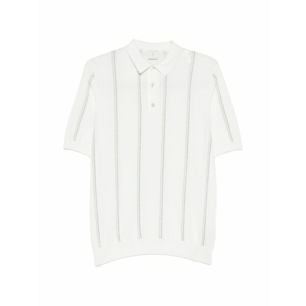 イレブンティ メンズ ポロシャツ トップス Striped polo shirt White｜asty