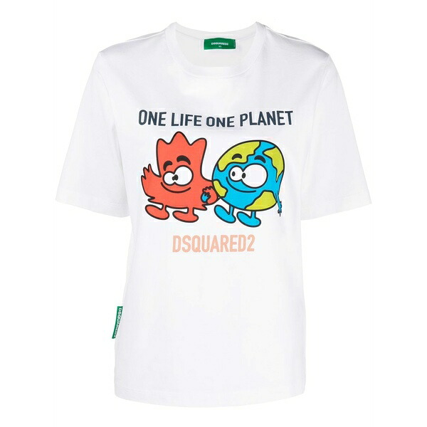 ディースクエアード レディース プルオーバー トップス One life buddies-print t-shirt White