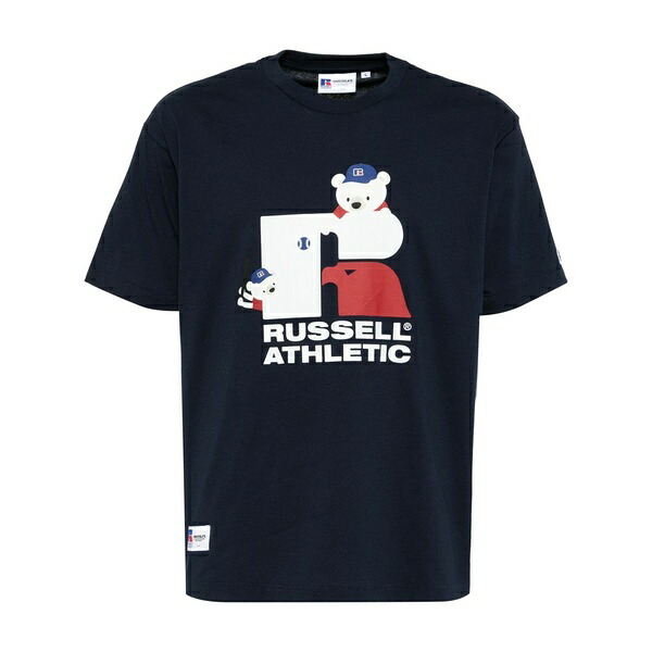 黒茶 メンズ プルオーバー トップス X russell athletric t-shirt Blue