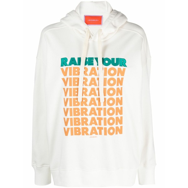 ラ・ダブル・ジェイ レディース パーカー・スウェットシャツ アウター Discman slogan-print cotton hoodie White