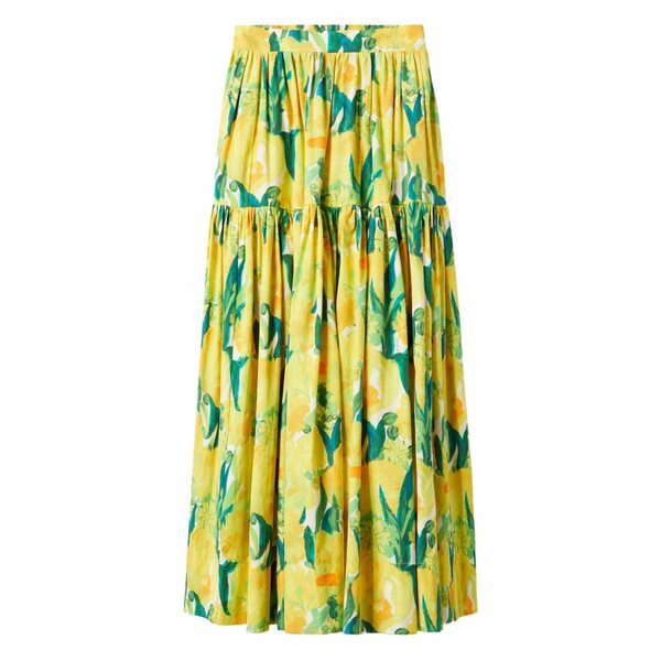 ラ・ダブル・ジェイ レディース スカート ボトムス Floral-print midi skirt Yellow｜asty