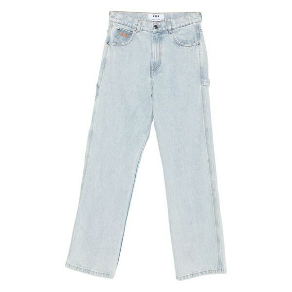 エムエスジイエム レディース デニムパンツ ボトムス Logo-embroidery carpenter jeans Blue|asty
