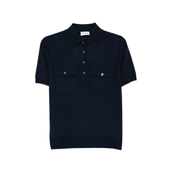 パロッシュ レディース スポーツシャツ トップス Pocket knitted polo top Blue