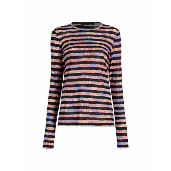 プロエンザショラー レディース Tシャツ トップス Mia printed striped top Black｜asty