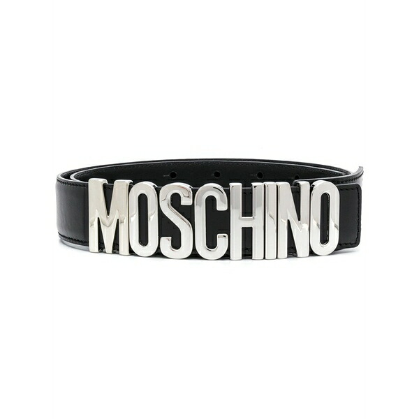 モスキーノ メンズ 三尺帯 添え物 Logo plaque belt Black