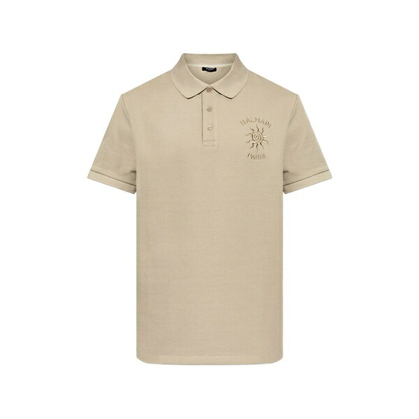バルマン メンズ プルオーバー トップス Sun-embroidered piqu?? polo shirt Neutrals