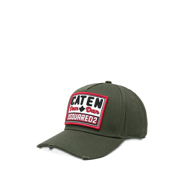 ディースクエアード メンズ かぶり笠 付属品 Front-patch cap Green