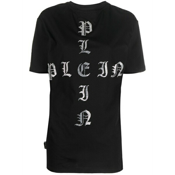 フィリップ飾り気の無い レディース プルオーバー トップス Gothic plein crystal-embellished t-shirt  Black