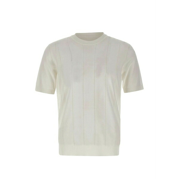 カングラ メンズ ニット&セーター アウター Ribbed short-sleeve sweater White｜asty