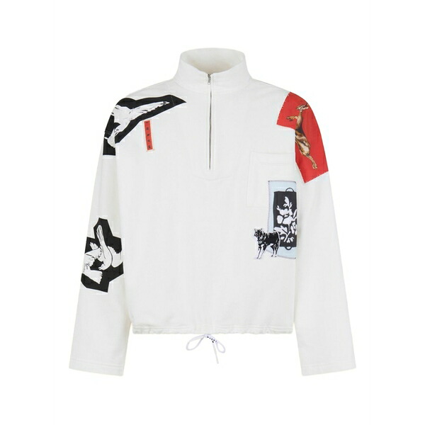 マルニ メンズ パーカー・スウェットシャツ アウター Graphic-print pullover White
