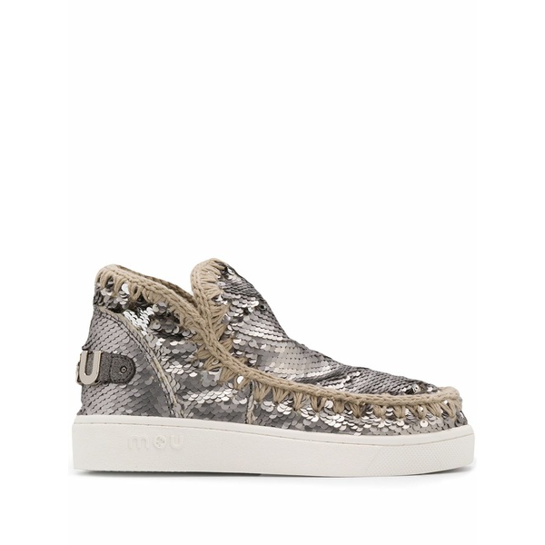 モウ レディース ブーツ シューズ Round toe sequin eskimo sneakers Silver