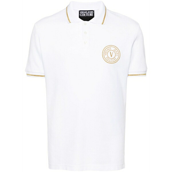 呼びりん探し回る メンズ スポーツシャツ トップス Logo-embroidered cotton polo shirt White