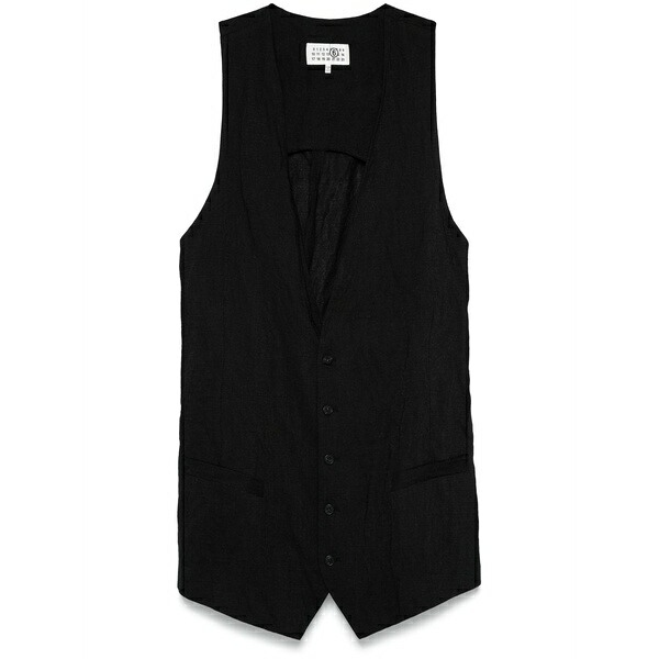 マルタンマルジェラ レディース 上衣＆上衣 アウター Plunging-neck gilet Black