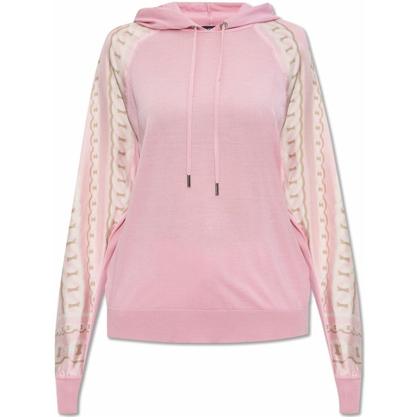 ヴェルサーチ レディース パーカー・スウェットシャツ アウター Chain-print wool hoodie Pink