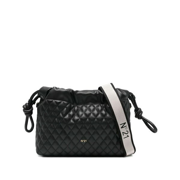 ヌメロ ヴェントゥーノ レディース ショルダーバッグ 御徒面子 Quilted drawstring cross body bag Black