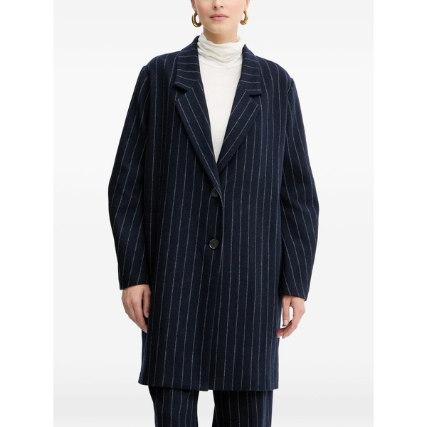 リビアナコンティ レディース 厚地の外套 アウター Richard pinstripe button coat Blue