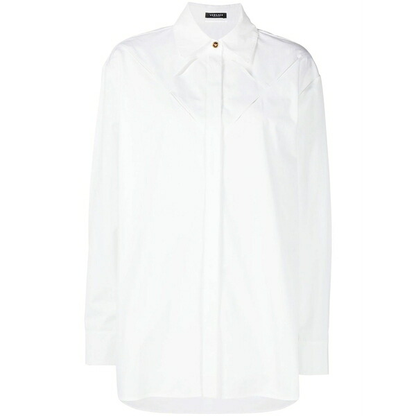ヴェルサーチ レディース シャツ トップス Cut-out detail long-sleeve shirt White｜asty