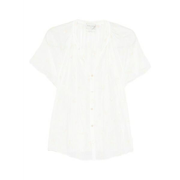 フォルテ フォルテ レディース プルオーバー トップス Buttoned floral shirt White