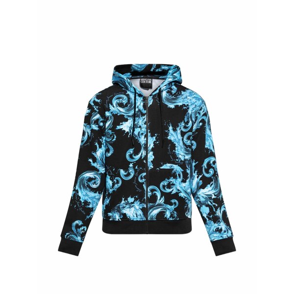 ベルサーチ メンズ パーカー・スウェットシャツ アウター Barocco-print hoodie Black｜asty
