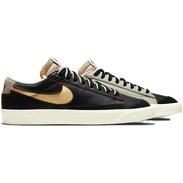 Nike ナイキ メンズ スニーカー  【Nike Blazer Low 77 Black Natural Removable Swoosh】  大いさ US_8.5(26.5糎) Black/Natural/Red-Blue