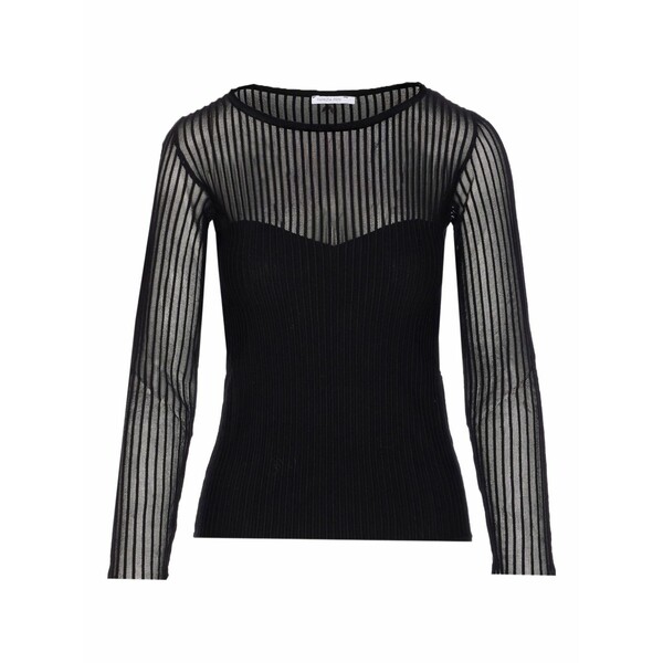 パトリツィア ペペ レディース プルオーバー トップス Ribbed transparent-panel t-shirt Black