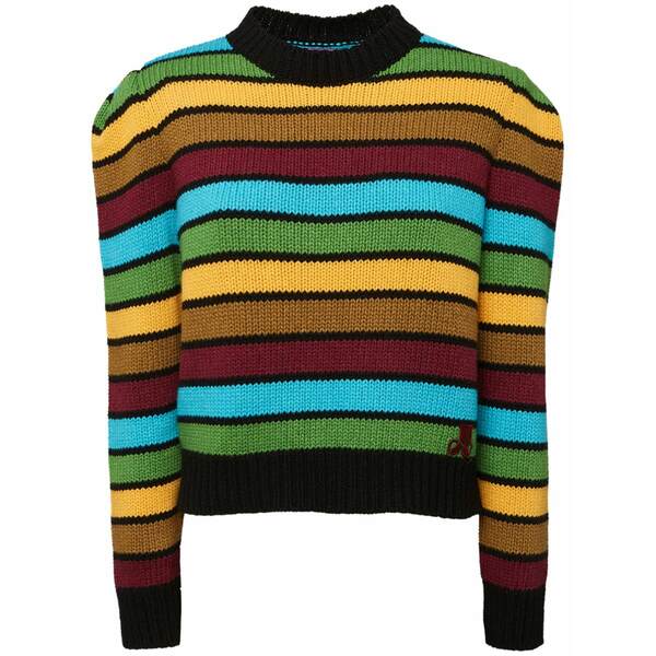 ラ・ダブル・ジェイ レディース 編み物\u0026スウェーター アウター Stripe-pattern knitted jumper Green