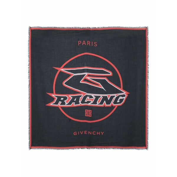 ジバンシー メンズ えり巻き・袈裟・えり巻き 付属物 Racing-print square scarf Black