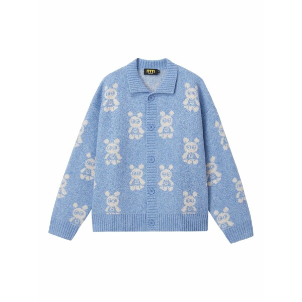 ミニ皮膚軟化剤 レディース ジレー アウター Buttoned bear-pattern cardigan Blue