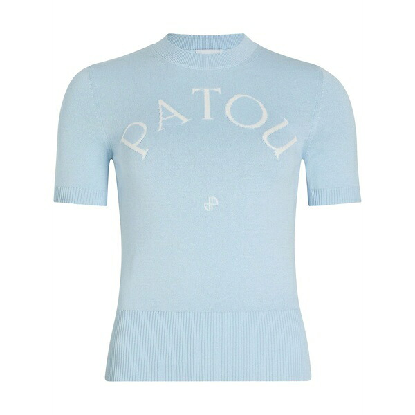 ジャンパトゥ レディース 編み物\u0026スウェーター アウター Logo-jacquard knitted t-shirt Blue