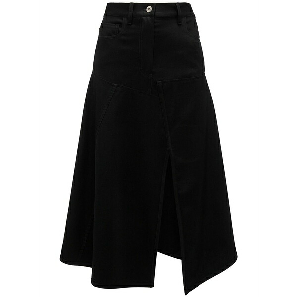 J.W.アンダーソン レディース スカート ボトムス Hanky-hem asymmetric skirt Black｜asty
