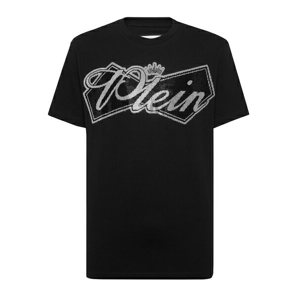 フィリップ飾り気の無い メンズ ティーシャツ トップス Logo t-shirt Black Tシャツ・カットソー-メンズファッション-トップス