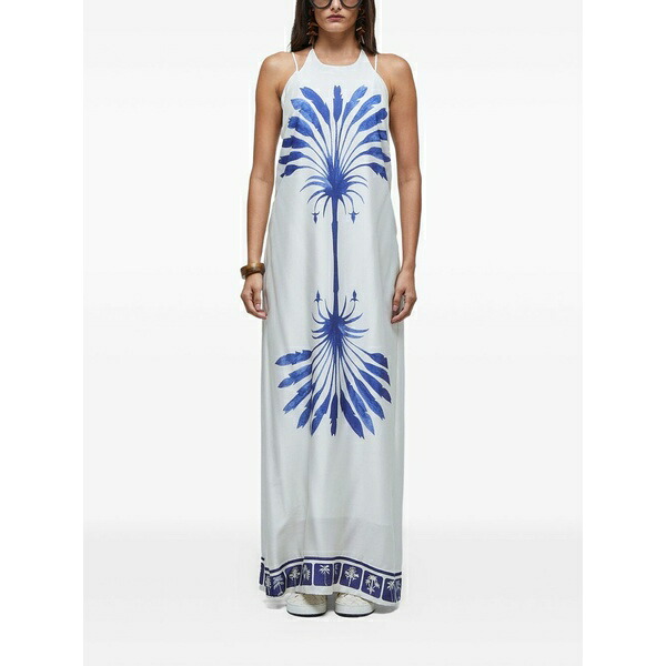 オスクレン レディース ワンピース トップス Palm-tree print maxi dress White｜asty