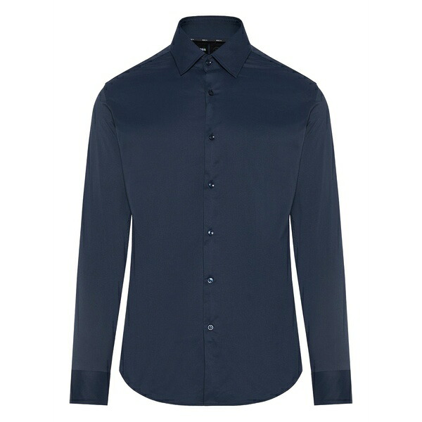 ボス メンズ シャツ トップス Long-sleeve shirt Blue