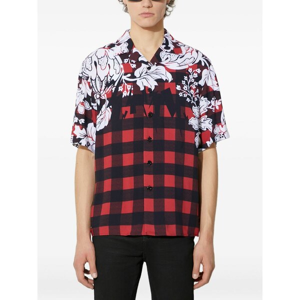 ニールバレット メンズ シャツ トップス Check-pattern short-sleeve shirt Red｜asty