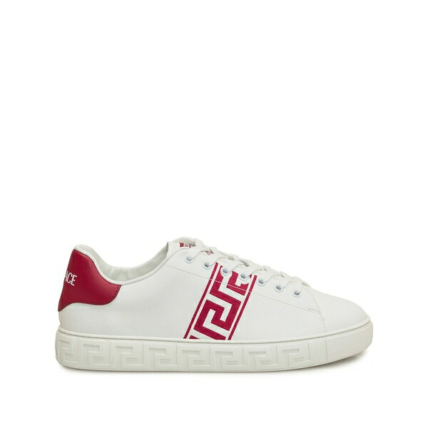 ヴェルサーチ メンズ スニーカー シューズ Greca-print sneakers White 靴-メンズ靴