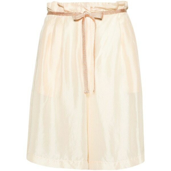 フォルテ フォルテ レディース カジュアルパンツ ボトムス Wide-leg silk shorts Neutrals｜asty